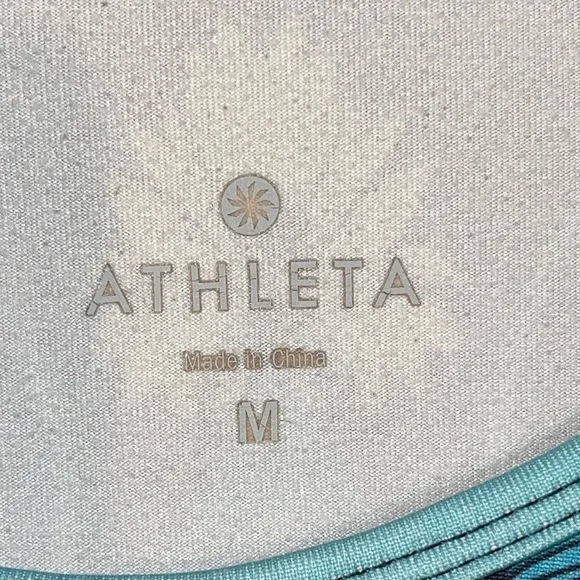 Athleta Runaway Paisley Activewear Teal Blue & Green LS Top Sz M - Picture 6 of 6